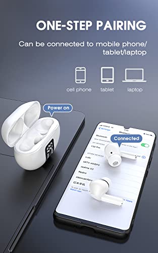 Wireless Earbud Bluetooth 5.3 Headphones with Charging Case, IPX7 Waterproof, 4 Mics in-Ear Earbuds, Long Playtime, High-Fidelity Stereo Earphones, ENC Noise Cancelling Headset for Sports and Work