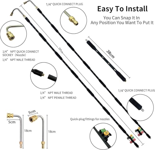 Pressure Washer Extension Lead with Karcher Adapter Compatible for Karcher K Series K2 K3 K4 K5 K6 K7, 4000PSI Gutter Cleaning Tools Extension Lance 10 Pack