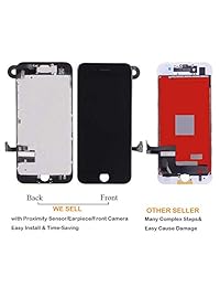 Pantalla de repuesto para iPhone 6S Plus de 5,5 pulgadas, pantalla LCD blanca con digitalizador de pantalla táctil 3D, cámara frontal + auricular + protector de pantalla, negro (for iPhone 7 Black)