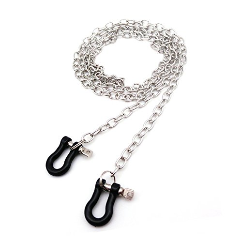 LAFEINA 1/10 Scale Metal Chain with Towing Shackles for Axial SCX10 D90 D110 RC Crawler Truck Accessory (Black)