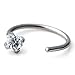 Ruifan 20G 8mm Stainless Steel 3mm Clear Round Cubic Zirconia CZ Nose Stud Nose Hoop Earring Ring Body Jewelry Piercing