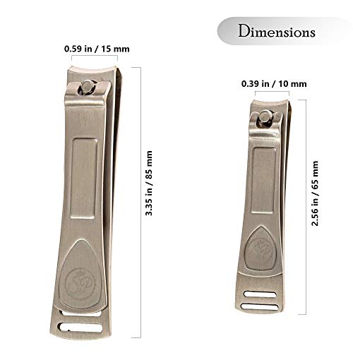 Spa's Premium Nail Clipper Set with Built-In Nail Files, Stainless Steel Fingernail Clippers and Toenail Clippers, Velvet String Carrying Pouch - Professional Spa Quality Precision Nail Care Tools - Thumbnail 3