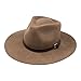 B&S Premium Lewis - Wide Brim Fedora Hat - 100% Wool Felt - Water Resistant - Leather Band - Light Brown 56