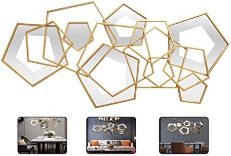 置物 オブジェ 爆買い新作 壁の装飾五角形ミラーアートぶら下げ壁ペンダントリビングルーム寝室の壁のステッカー家の装飾背景壁パネル Color Size 1 Gold 55 8cm