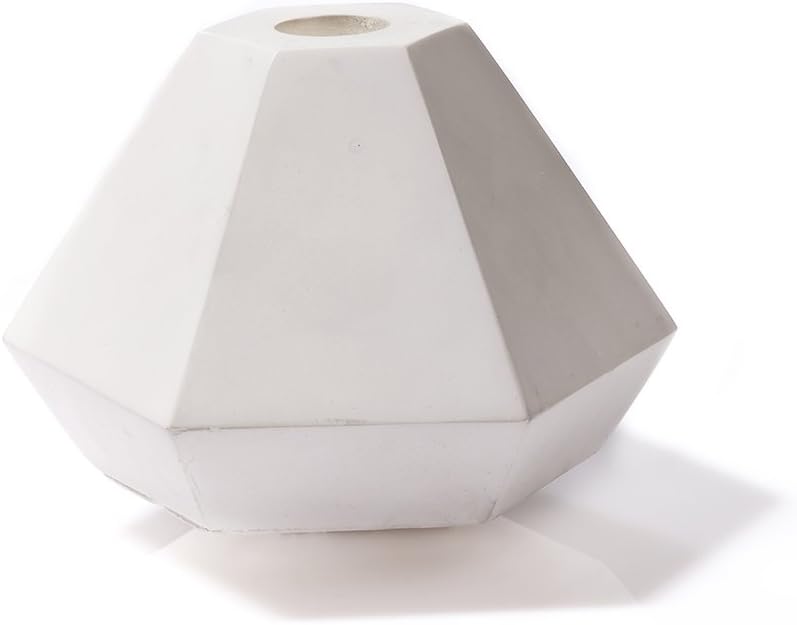 Korridor Stylish Geometric White Concrete Candle Holder in Grey Cement, Contemporary Scandinavian Home Decor - Diamond Shapes Candleholders Design