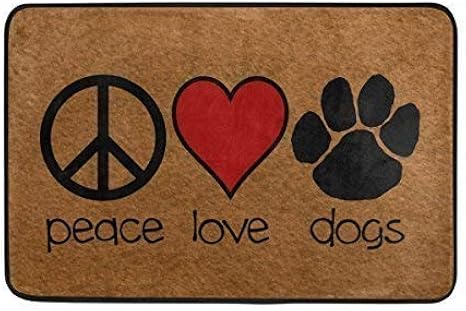 Acove Fußmatte für den Eingangsbereich, Peace-Zeichen, Liebe, rotes