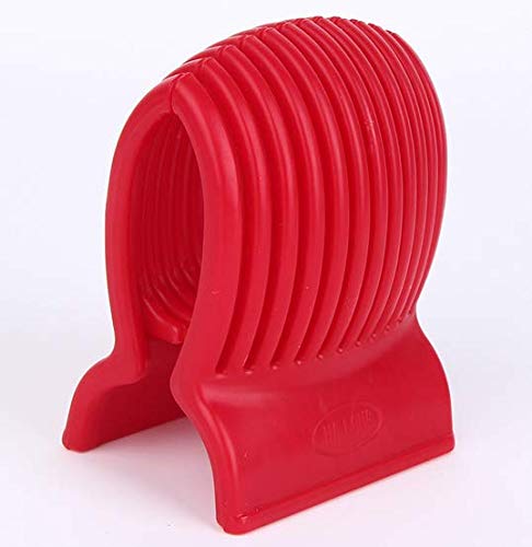 VNDEFUL Multiuse Tomato Slicer Holder,Potatoes Round Fruits Vegetables Tools Kitchen Cutting Aid,Red - Thumbnail 3