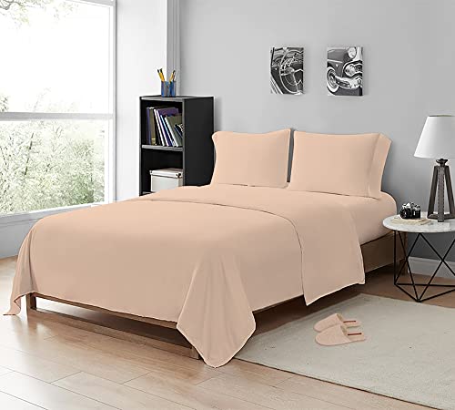 MistyMorning Flat Sheet, Soft & Premium quality Bedding & Linen, Egyptian Cotton with 200 Thread Count. (Mocha, King)