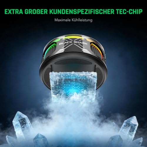 Black Shark Magnetic Phone Cooler 6 Pro – intelligentes Display, magnetischer Ring, adressierbare RGB-LEDs, App-gesteuerter Lüfter für iPhone MagSafe, Android & iPad – Gaming, Streaming & Fotografie