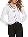 Soteer Women's Casual V Neck Loose Fit Roll Up Long Sleeve Chiffon T-Shirt Blouse Tops