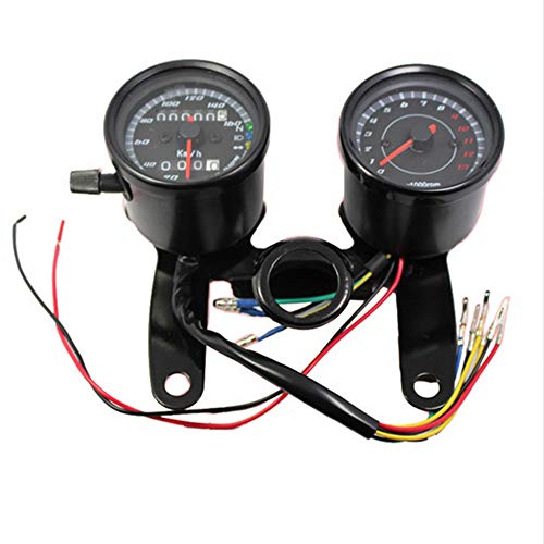 Lamijua Vintage Classic Black LED Motorcycle Meter GN CG refit Double Meter Odometer Tachometer Motorcycle Modified