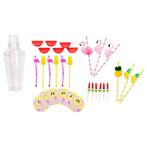 image for SunnyLIFE Tropical Cocktail Kit with Shaker, Stirrers, Straws, Coaster