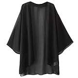 Escalier Women's Open Front Cardigan Loose Chiffon Kimono Cardigan Capes