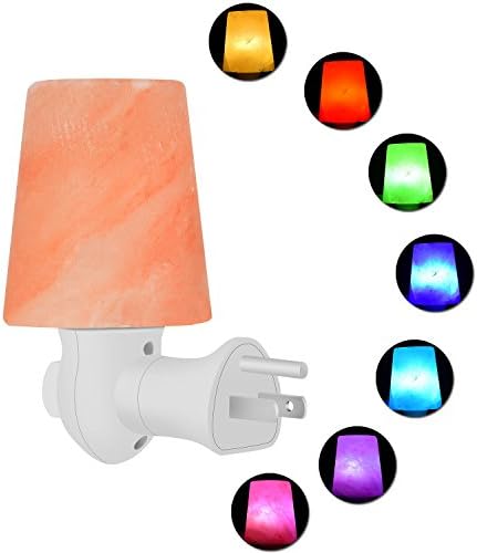 LURAD Mini Hand Carved Natural Himalayan Salt Lamp Crystal Salt In Nightlight with Incandescent Bulb and Multi LED Color Changing Bulb, UL-Approved Wall Plug for Air Purifying