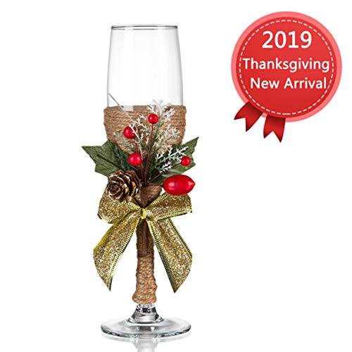 Yesido Christmas Decor Champagne Flute-Creative Christmas Gifts,Couples Gifts,Unique Gifts for Mom,Wedding Gifts