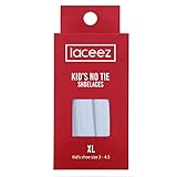 Laceez Kids No Tie Shoelaces - White (XL: Kids Shoe 3 to 4.5) Flat Elastic Laces by the Size - Best No Tie Shoelace in Quality and Style - For Casual Athletic Lifestyle Shoes - For All Kids Sneakers
