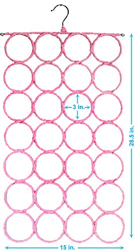 Scarf Hanger, Multiple Purpose Holder for Closet, Clutter Removing Hanger for Scarves, Shawl, Belts & Accessories (Blush Pink/Rose) - Thumbnail 7