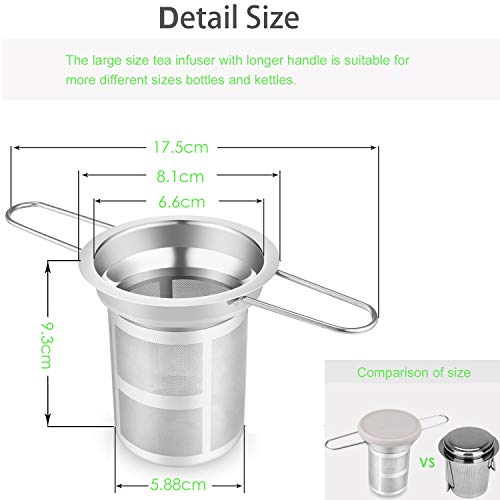 Gifbera Stainless Steel Tea Infuser Extra Fine Mesh Strainer with Large Capacity & Perfect Size Double Handles - Fits Standard Cups Mugs Teapots (Long-Handled) - Thumbnail 3