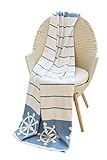 Mika Home Nautical Reversible Cozy Bamboo Fiber Oversized Throw Blanket for Couch, Sofa, Travel, 50X70