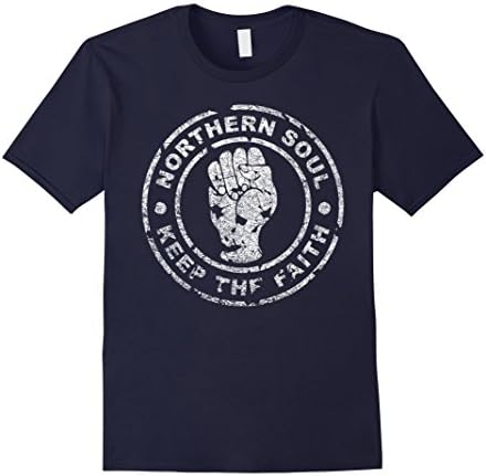 Men's Northern Soul Keep The Faith Vintage Destroyed Logo T-Shirt XL Navy