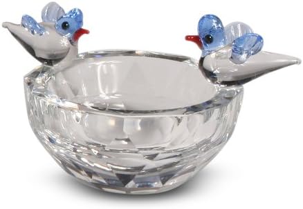 Crystal Birdbath with Blue Bird Couple