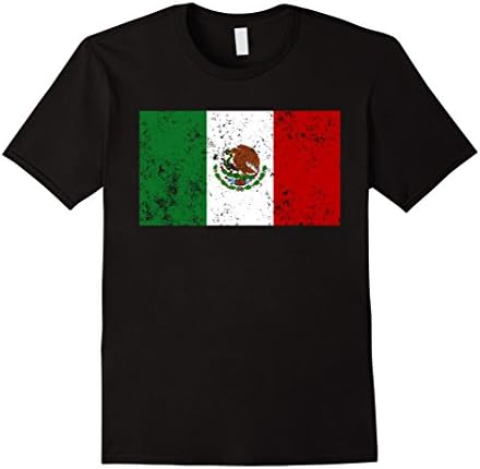 Mens Mexico Flag T-shirt Mexican Retro Gift XL Black