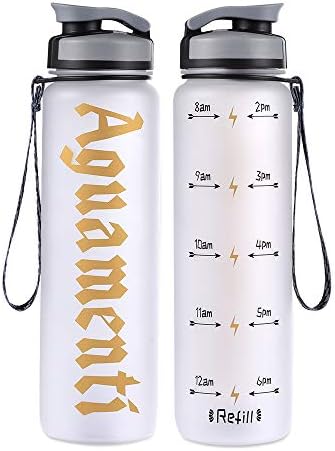 COSCOD Motivational Water Bottle with Time Marker Tracker, Funny Friend Gift, BPA Free Loop Top Radian Tritan Shaker Bottle, 32 Oz, for Fitness and Outdoor Sports, Leakproof and Durable