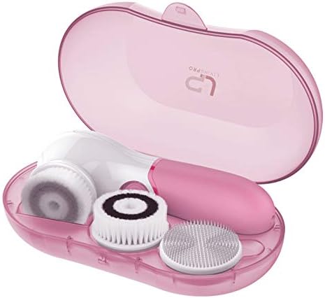 LIVINGPRO Waterproof Facial Cleansing Spin Brush Set with 3 Exfoliating Brush Heads & Travel Case- Dual Speed Modes for Deep Cleansing, Gentle Exfoliating & Removing Blackhead