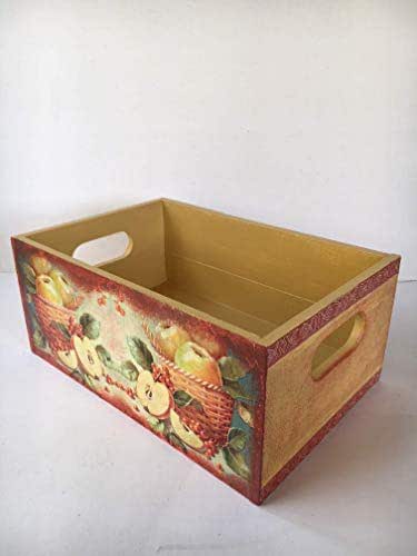 caja de madera decorada para la cocina con adorno de frutas ...
