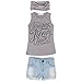 EGELEXY 3Pcs Baby Girls Headband + Top T-shirt + Jeans Set Kids Clothes Outfits (2T, Multicoloured)