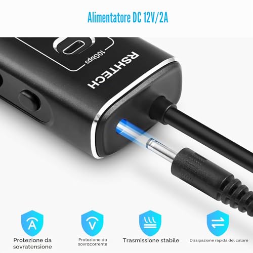 USB Hub Powered RSHTECH USB 3.2/USB C Hub 7 Ports with 3 10Gbps USB 3.2 Ports (2*Type-C, 1*Type-A), 4 USB 3.0 * 5Gbps Ports, 1m Data Cable, 24W USB C Hub Power Supply, RSH-A107C