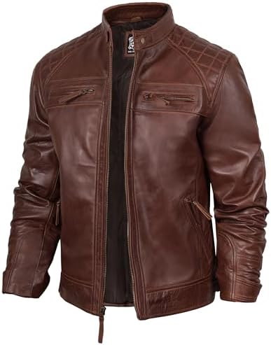 The Jacket Maker Dean Black and Brown Leather Jacket For Men - Cow