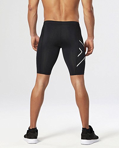 2XU Men's HYOPTIK Compression Shorts, Black/Silver Reflective, X-Large - Thumbnail 3