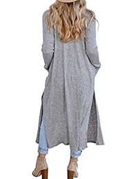 MIHOLL - Cárdigan largo casual con abertura frontal para mujer