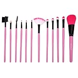 ACEVIVI 12 pcs Pro Vegan Mineral Makeup Brush Set with Pink Pouch