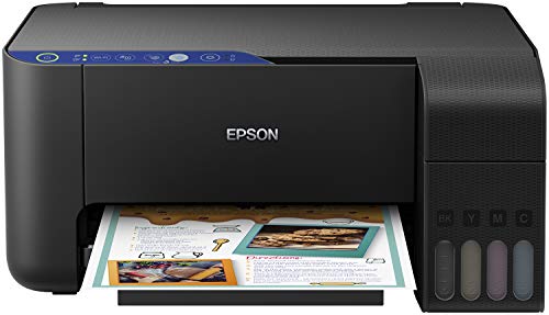 Epson Imprimante EcoTank ET-2711 avec réservoirs, Multifonction 3-en-1: Imprimante / Scanner / Copieur, A4, Jet d'encre couleur, Wifi Direct, Kit d'encre inclus, Faible coût par page