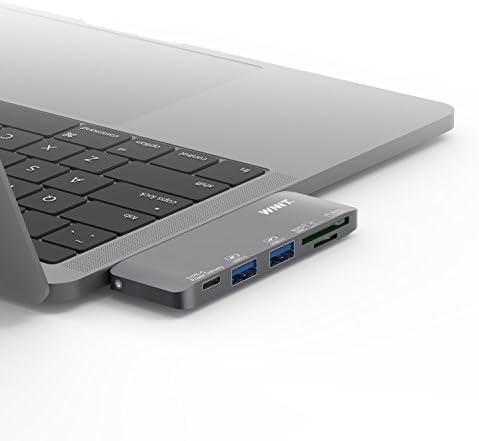 WNNT type-c adapter, for 2015/2016/2017 new 12/13/15 Macbook, PD charging, 2slots USB3.0 SD/MicroSD card reader, 2USB3.0 A hub port BC1.2 fast charging , fully in aluminum body, space grey