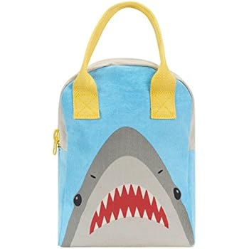 Fluf Zipper Lunch Bag, Organic Cotton (Shark)