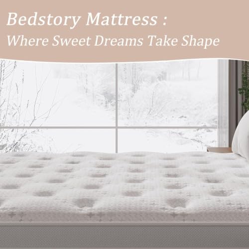 BedStory Double Mattress Firm, 6 Inch Deep Sleep Full Size Hybrid Mattress with Upgraded Coils for Extra Hip ＆ Lumbar Support, Spine Alignment, Fiberglass-Free, CertiPUR-US Certified, 365-Night Trial