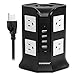 Zettaguard Mini 2-Outlet Travel Power Strip Surge Protector with USB Charger USB Charging Station (5-Port Smart, 40W/8A) and 5 Feet Power Cord, Black