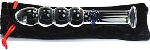 PleasureBox Sex Toy Sensual Glass Dildo, 18 cm, Beaded Shaft - Image 3