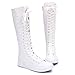 rismart Women's Lace Up Cute Knee High Costume Canvas Boots SN811(White,US8)
