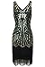 BABEYOND Women's Flapper Dresses 1920s V Neck Beaded Fringed Great Gatsby Dress