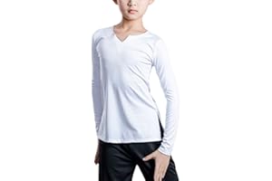 LIBAOBAOYO Boys Dance Shirt Notch Neck Latin Ballroom Tango Performance Pullover Stretchy Dancewear
