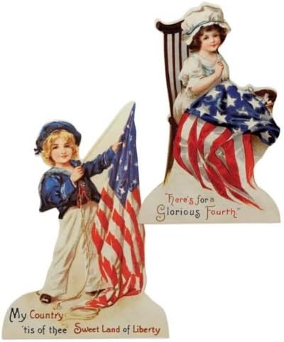 Bethany Lowe Americana Dummy Board Displays Set of 2 4th of July My Country Tis Of The