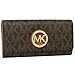 Michael Kors Signature PVC Fulton Flap Wallet in Brown