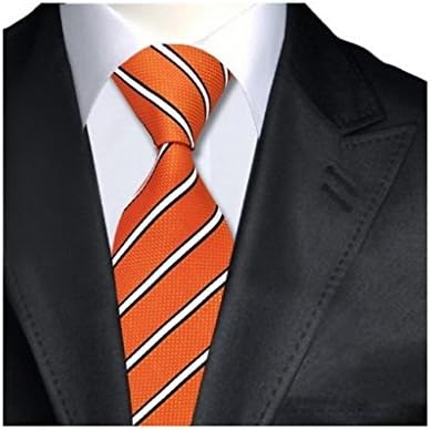 Striped Orange White Black Classic Silk Necktie Jacquard Single Ties For Men
