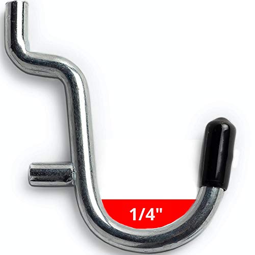 Extra Thick 1/4'' Metal J Hooks For Pegboard 60 Pcs 1/4'' pegboard attachments Peg Board