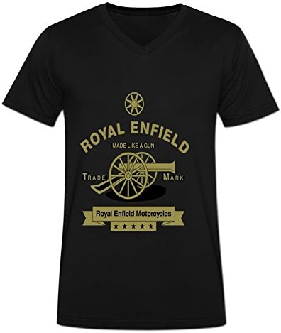 Mknard Royal Enfield V-neck T-shirt For Men S Black