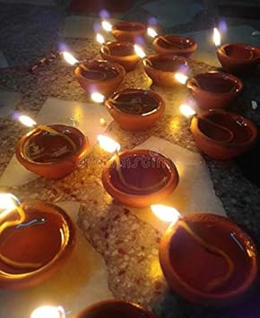 Diwali Handmade Clay lamp Diyas Set of 101 Pieces (Brown) & one laxmi pujan diyas